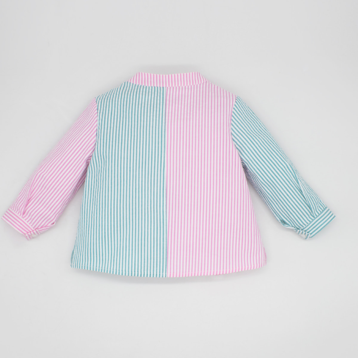 CAMISA BICOLOR SEERSUCKER VERDE Y ROSA