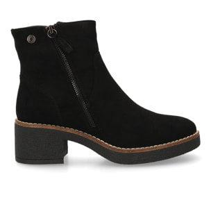 Botín de tacón medio mujer con cremallera decorativa