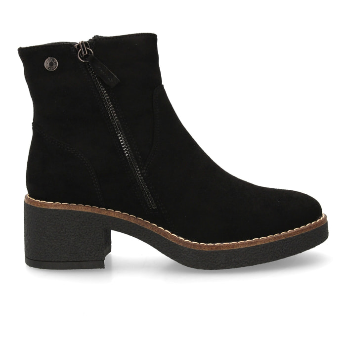 Botín de tacón medio mujer con cremallera decorativa