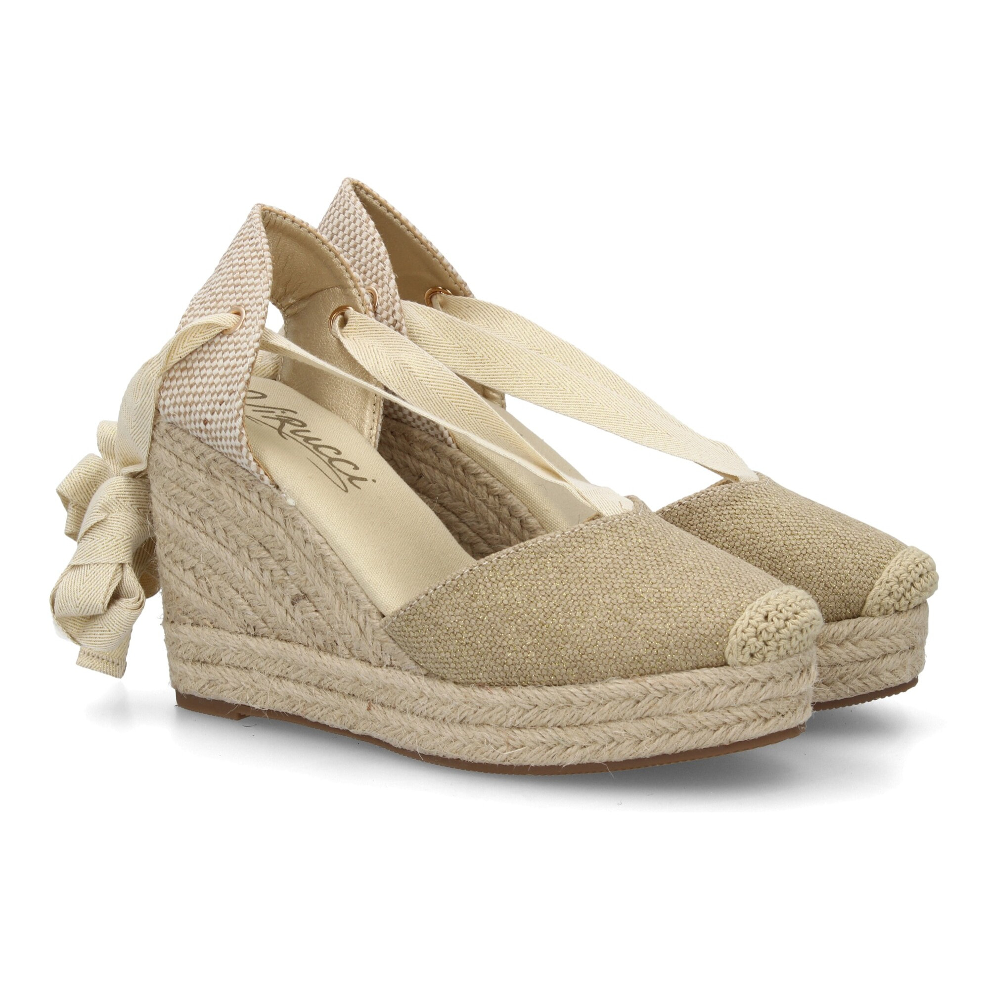 Alpargata de cuña alta de esparto con cintas