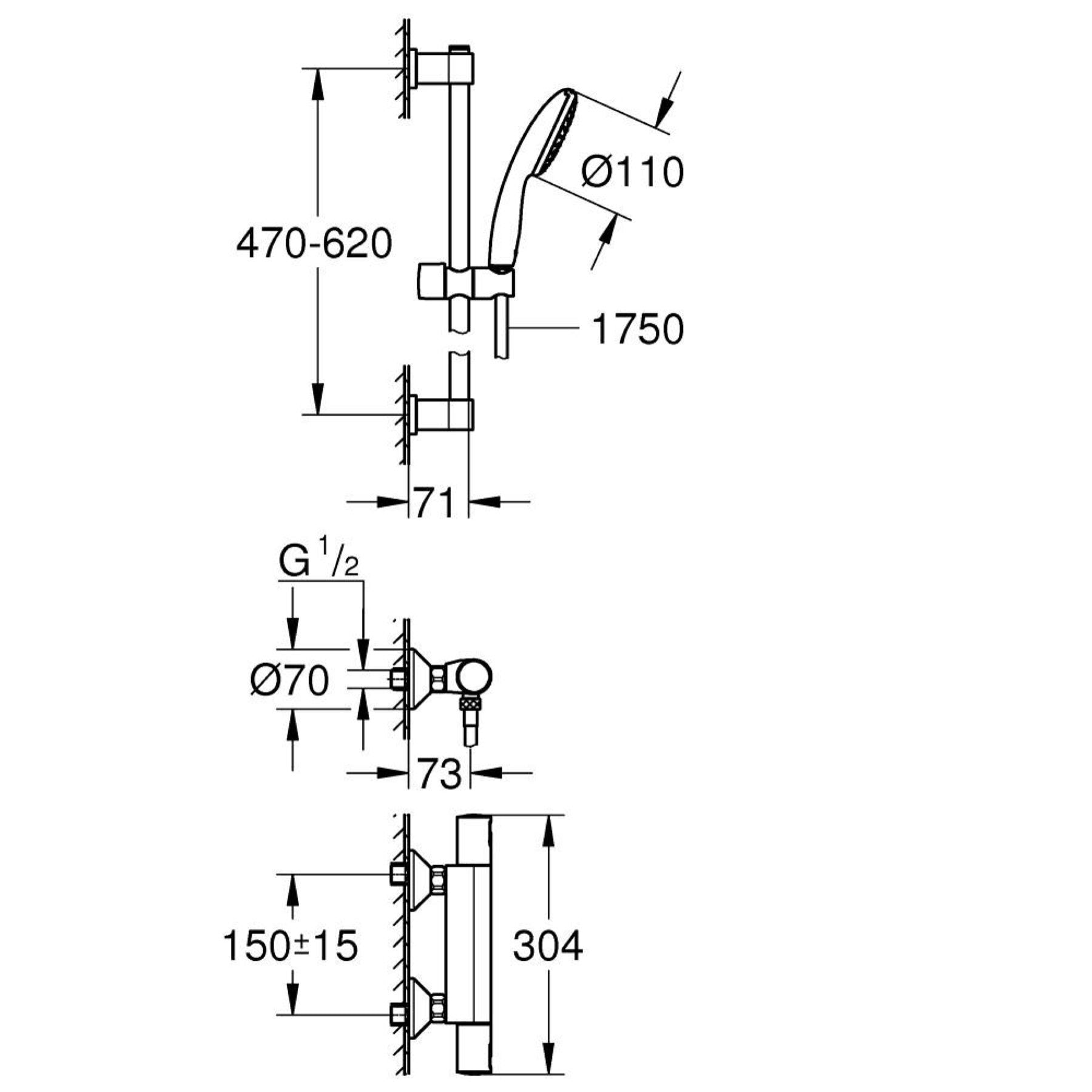 Precision Start Mitigeur thermostatique Douche, chromé