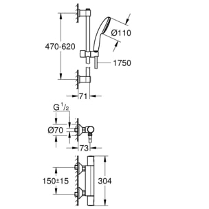 Precision Start Mitigeur thermostatique Douche, chromé