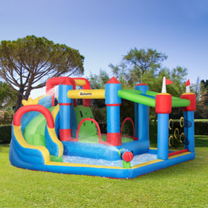 Castillo Hinchable Infantil con Tobogán Castillo Hinchable para Niños 3-8 Años con Cama de Salto Piscina Inflador y Bolsa de Transporte 390x300x197 cm Multicolor