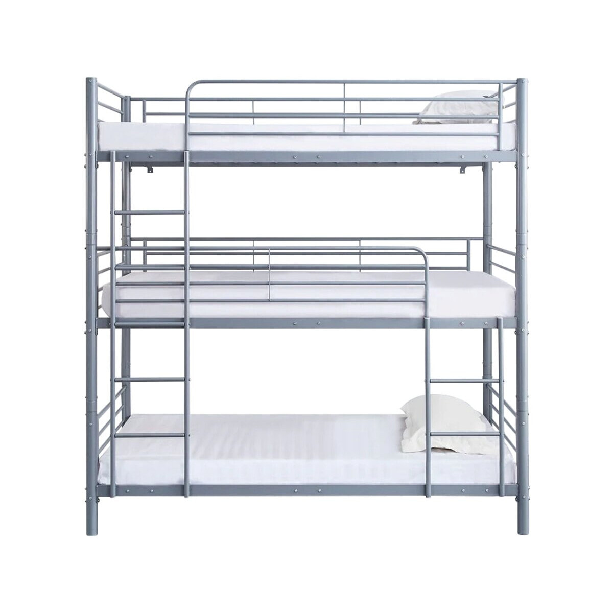 Lit superposé en métal triple "HAVIN" - 90 x 190 cm - Gris