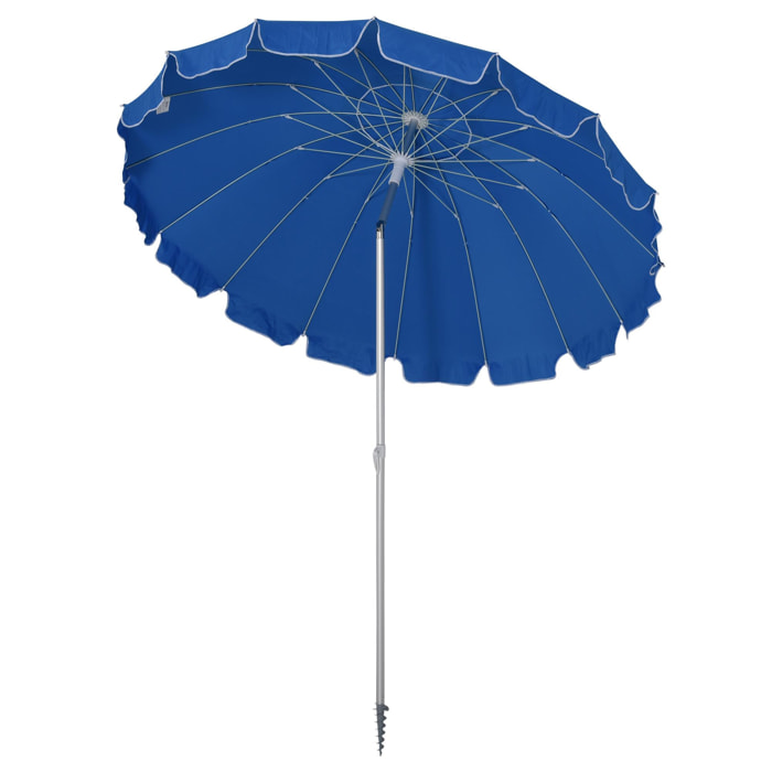 Parasol inclinable rond Ø 220 cm tissu polyester haute densité anti-UV mât démontable alu sac de transport inclus bleu