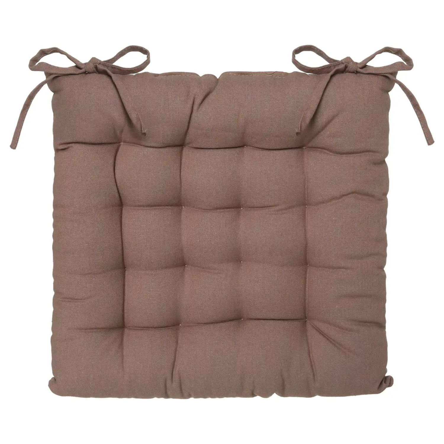 Galette de chaise en coton taupe 38x38 cm
