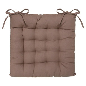 Galette de chaise en coton taupe 38x38 cm
