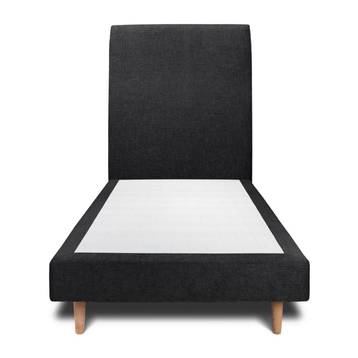 Lit avec tête de lit tapissée tissu et sommier tapissier ep14