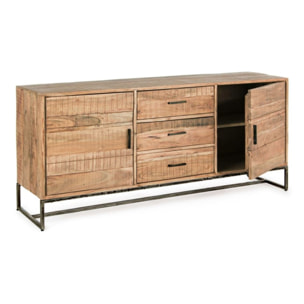 Credenza ELMER in legno di acacia e base acciaio antracite, 175x45x77 cm