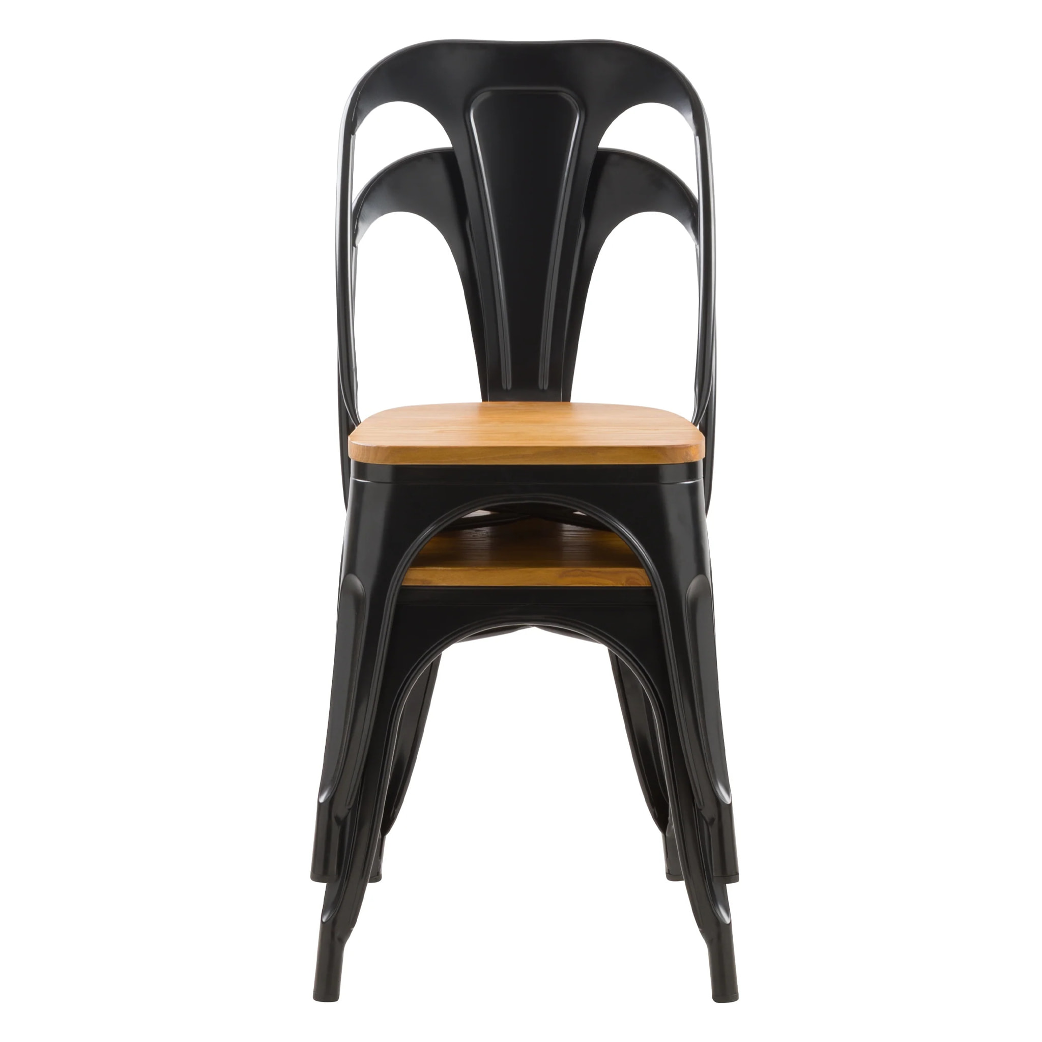 Lot de 2 chaises en métal noir et bois d'orme - Yoanna