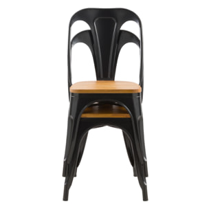 Lot de 2 chaises en métal noir et bois d'orme - Yoanna