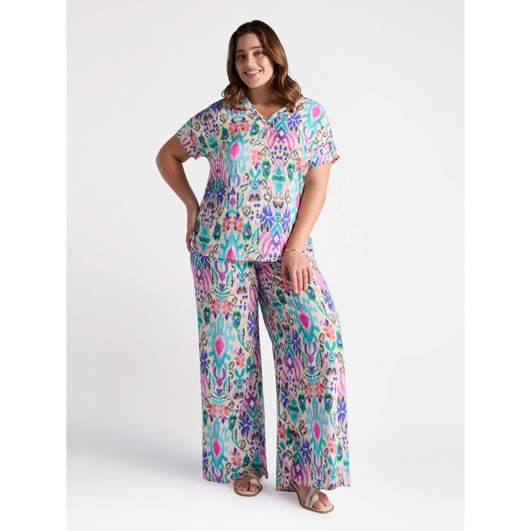 Fiorella Rubino - Pantaloni palazzo stampati - Azzurro