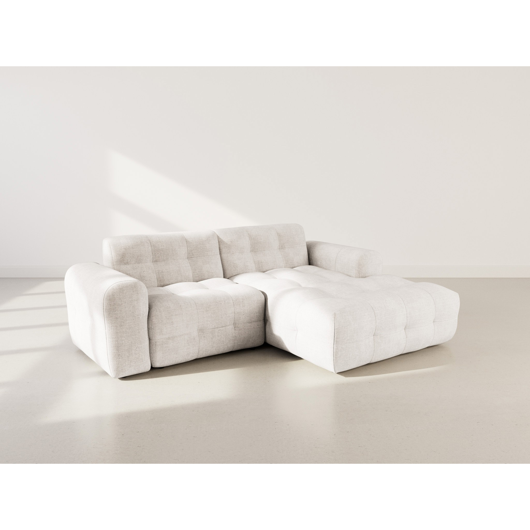 Diane - Canapé d'angle droit 4 places en velours texturé - Beige