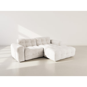 Diane - Canapé d'angle droit 4 places en velours texturé - Beige