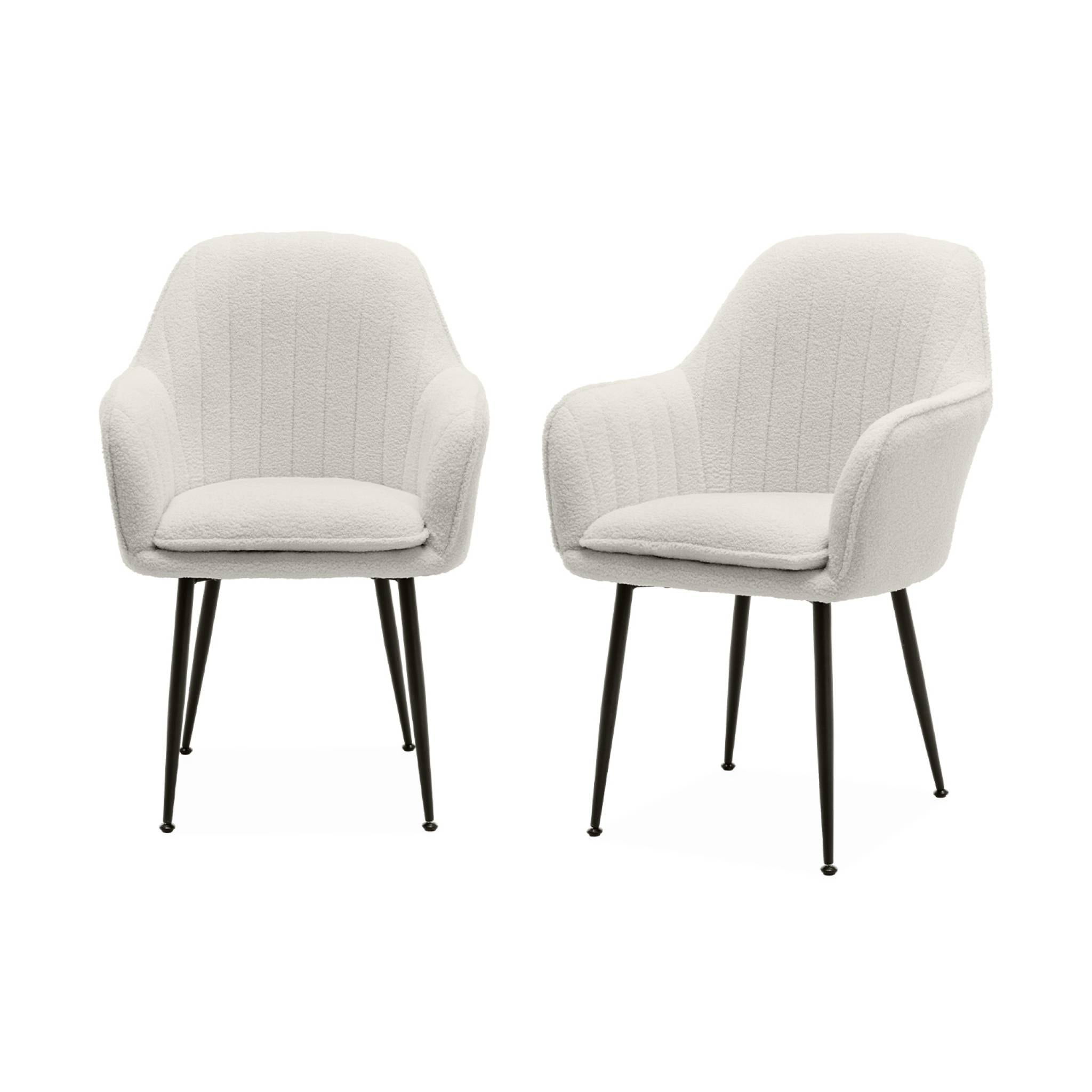 Fauteuil bouclette et pieds métal (lot de 2) SHELLA