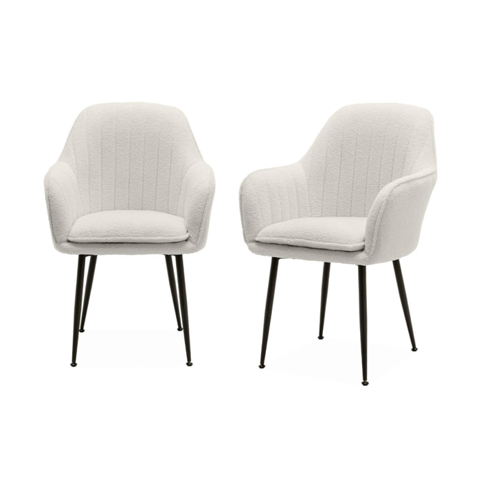 Fauteuil bouclette et pieds métal (lot de 2) SHELLA