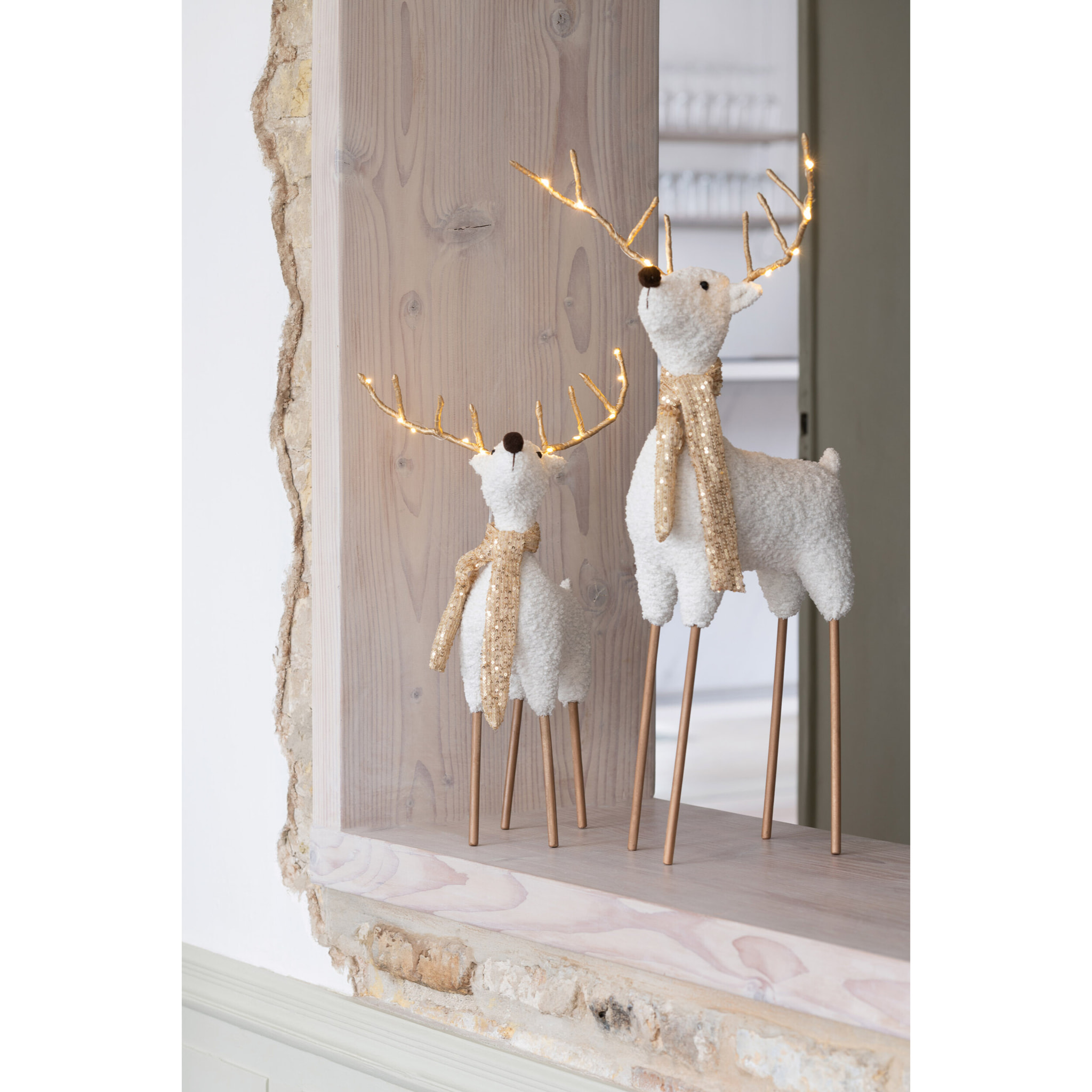 J-Line figurine Renne Foulard - polyester - blanc/or - large