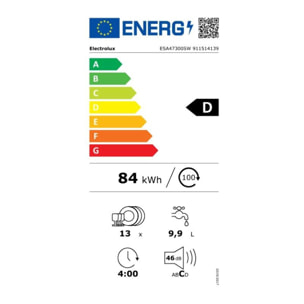 Lave vaisselle 60 cm ELECTROLUX ESA47300SW Airdry