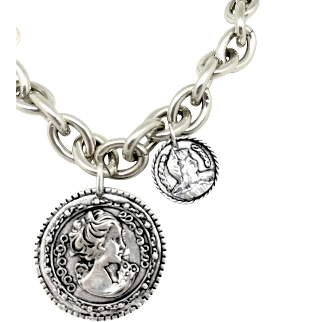 Collar plata 10µ doble moneda irregular