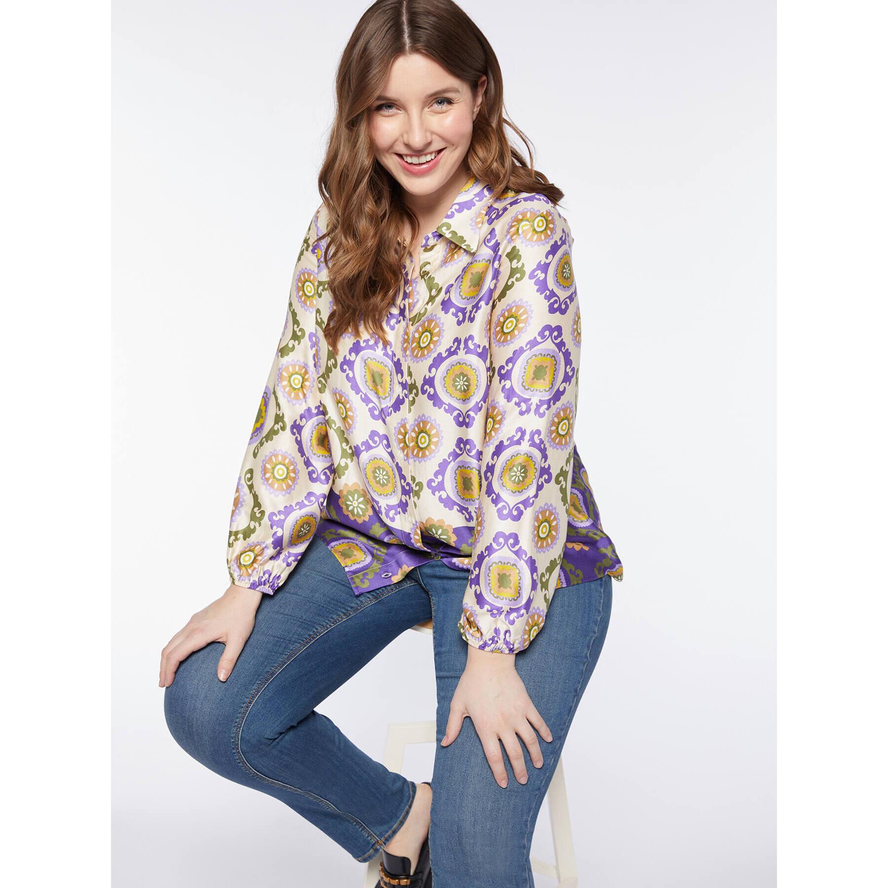 Fiorella Rubino - Camisa de raso estampada - Violeta