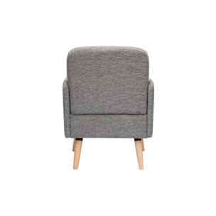 Fauteuil scandinave en tissu gris clair et bois clair ISKO