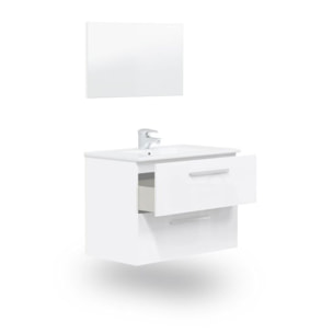 Mueble de baño con espejo Feel 2 cajones Blanco Brillo