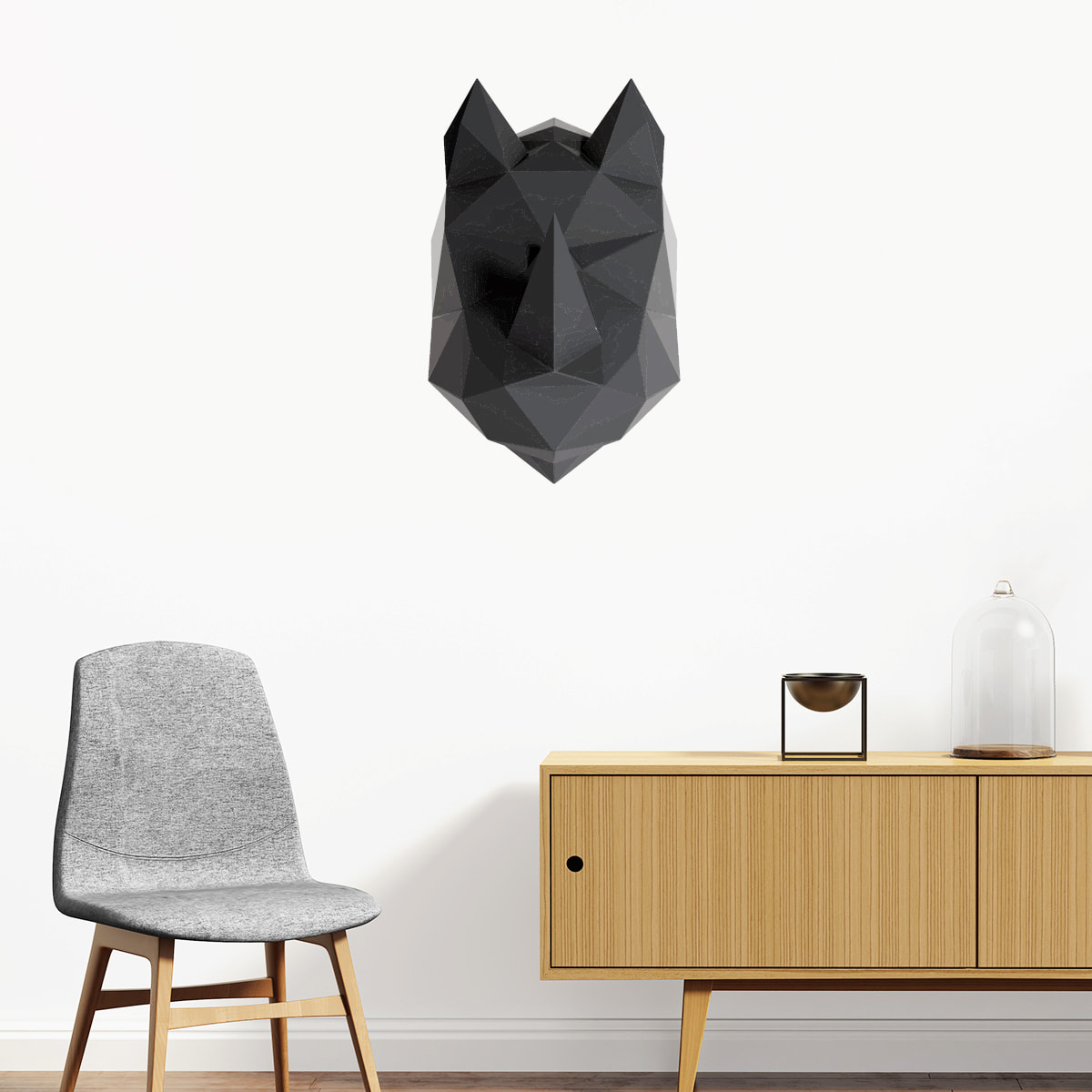 Stickers muraux 3D | Sticker Mural Autocollant effet 3D origami rhinocéros noir - Stickers adhésifs 3D Chambre Salon Trompe l'oeil