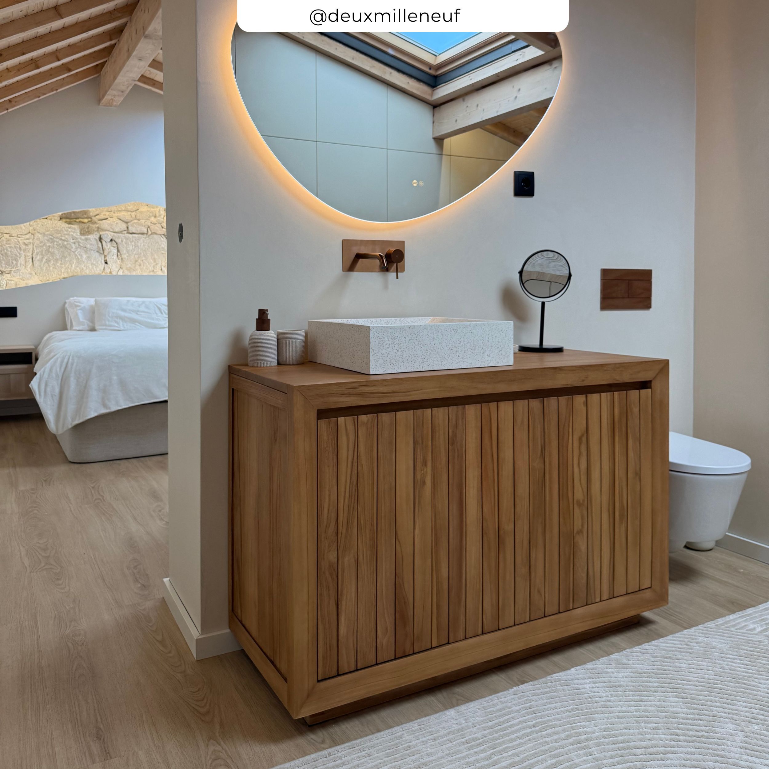 Meuble de salle de bain en bois de teck 120 cm - Pernelle