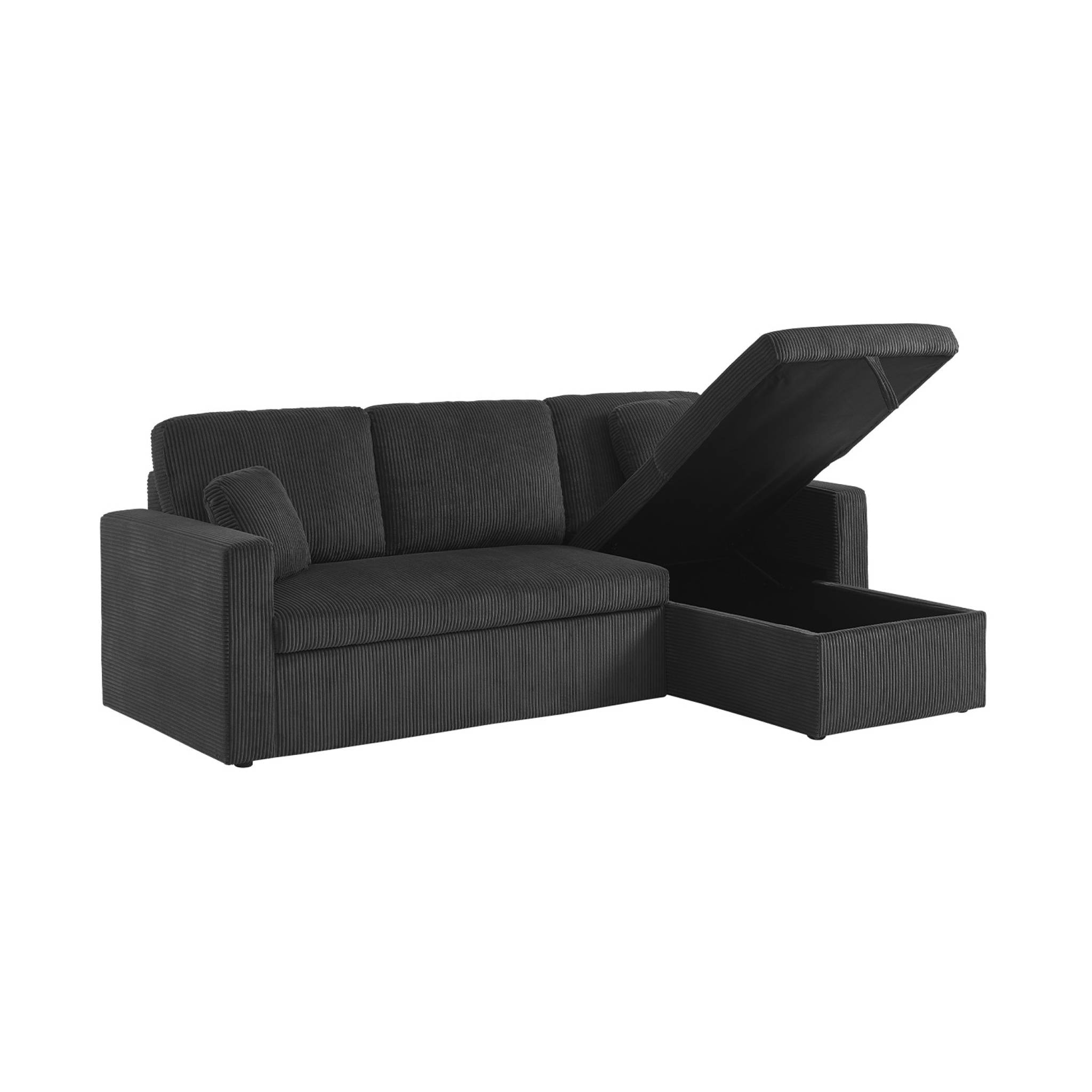 Canapé d'angle convertible réversible 3 places velours côtelé grosse côte IDA