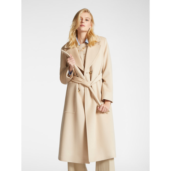 Elena Mirò - Cappotto in lana luxury con cintura - Beige