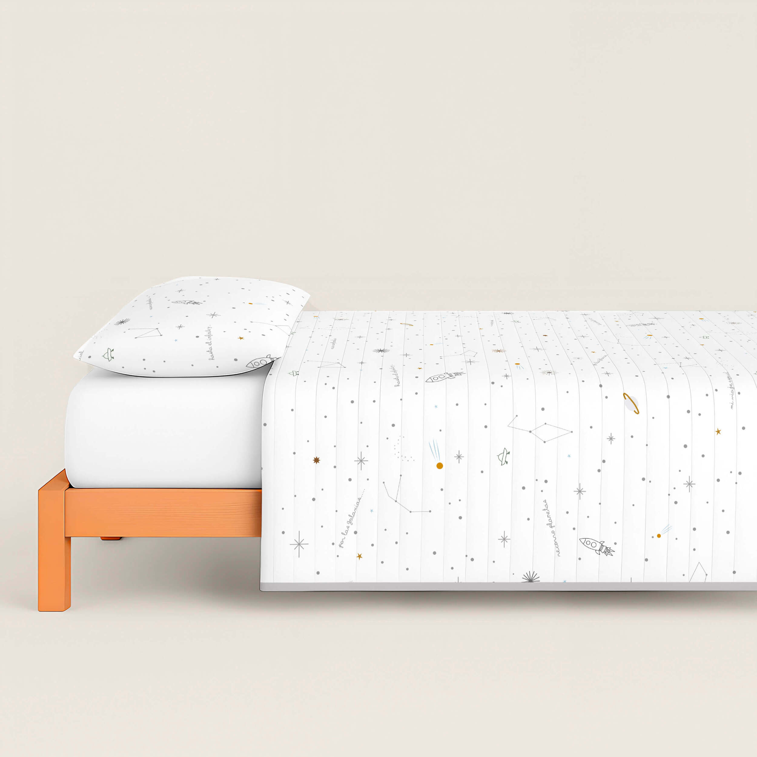 Colcha Bouti Estampada - Reversible - Infantil - 100% Algodón - 70 gr/m² - Viaje Espacial