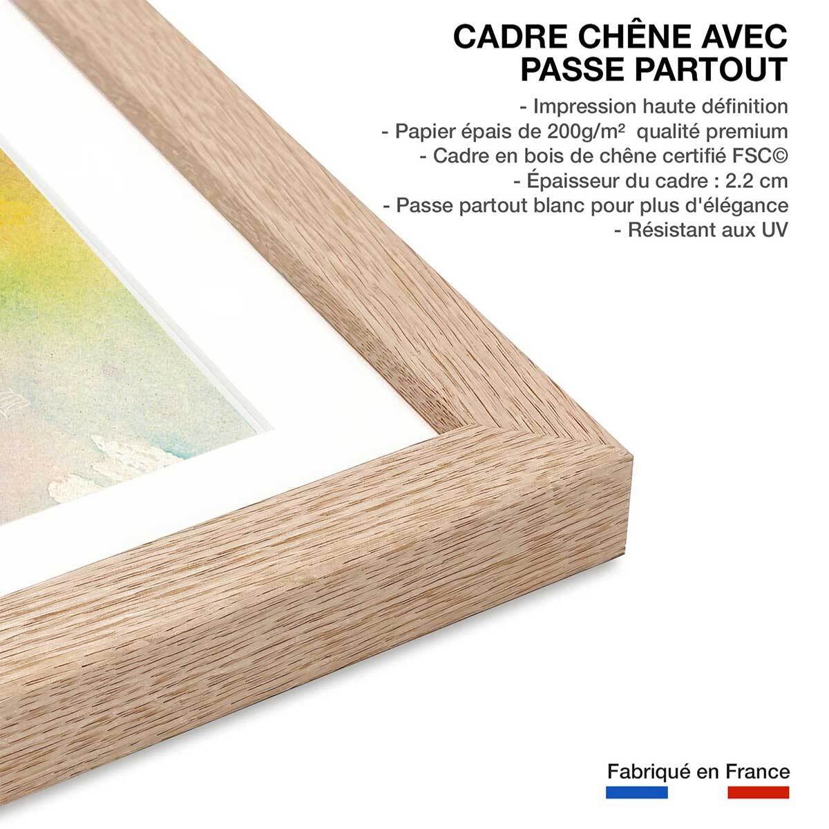 Poster pastel flower Affiche + cadre en bois - Chêne