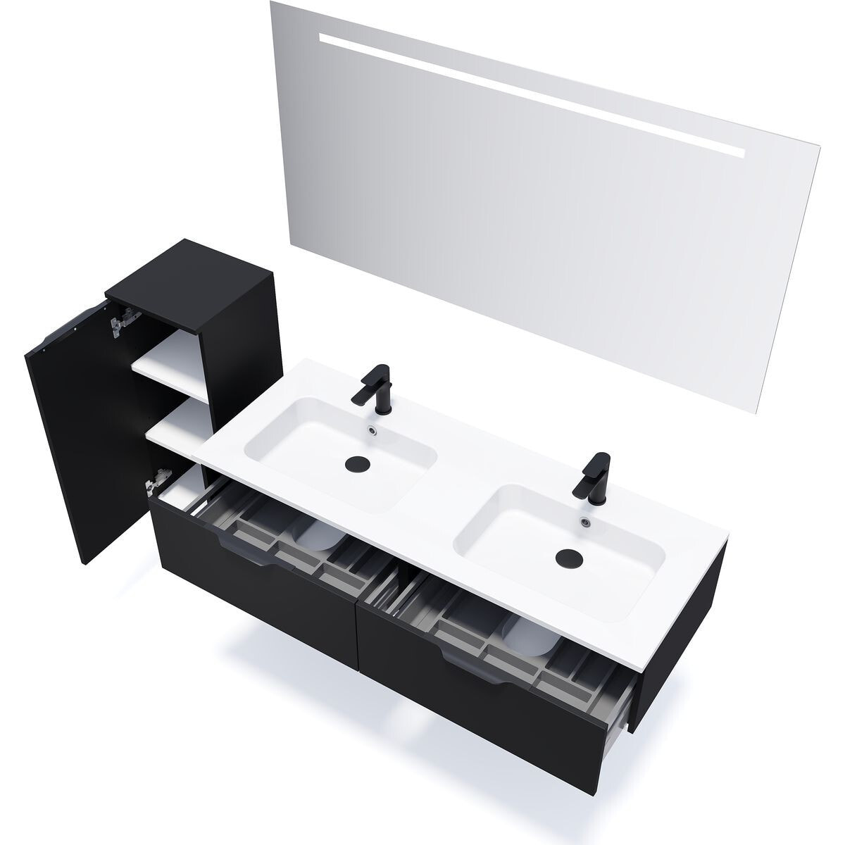 Ensemble double vasque 2 tiroirs + miroir - SOHO