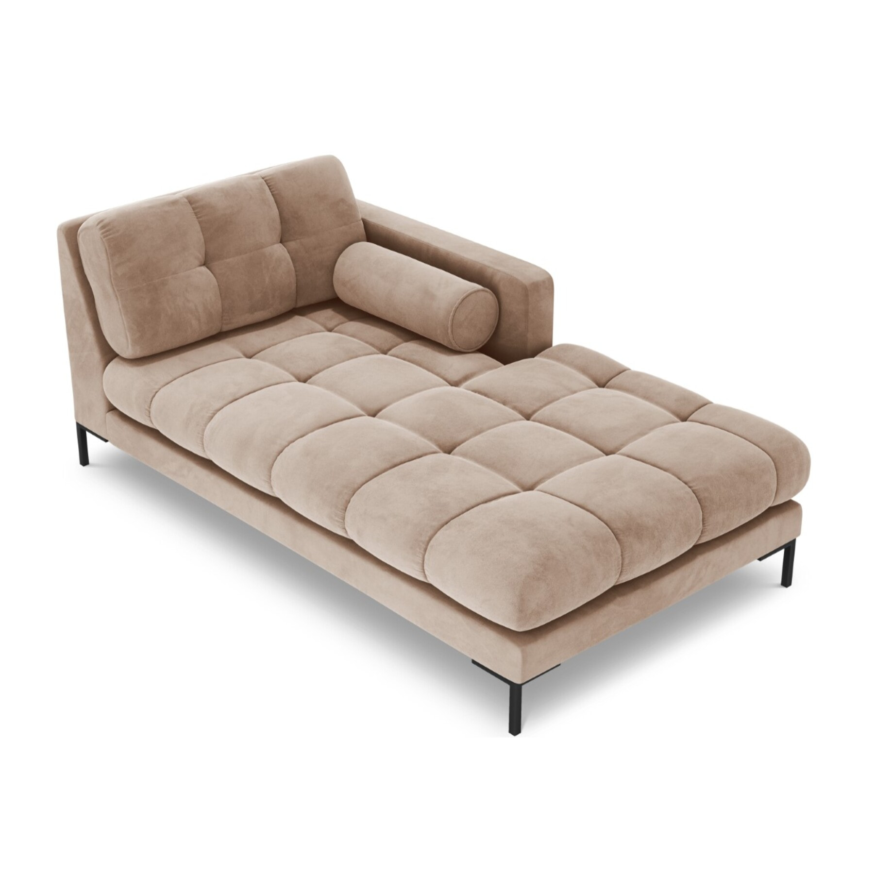 Méridienne droite "Bali" en velours beige