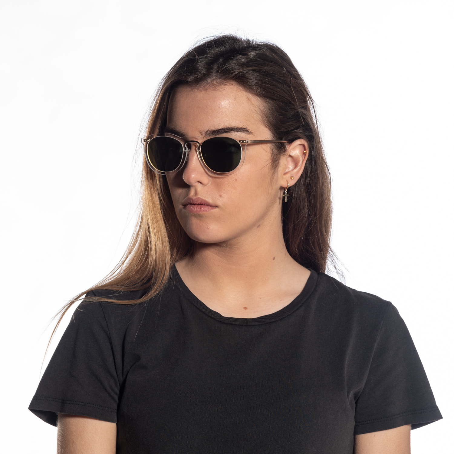 Gafas de sol OCEAN BERLIN - Blanco transparente / De espejo dorado y patillas de metal dorado mate