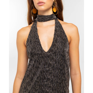 Blusa halter con lazadas y espalda descubierta