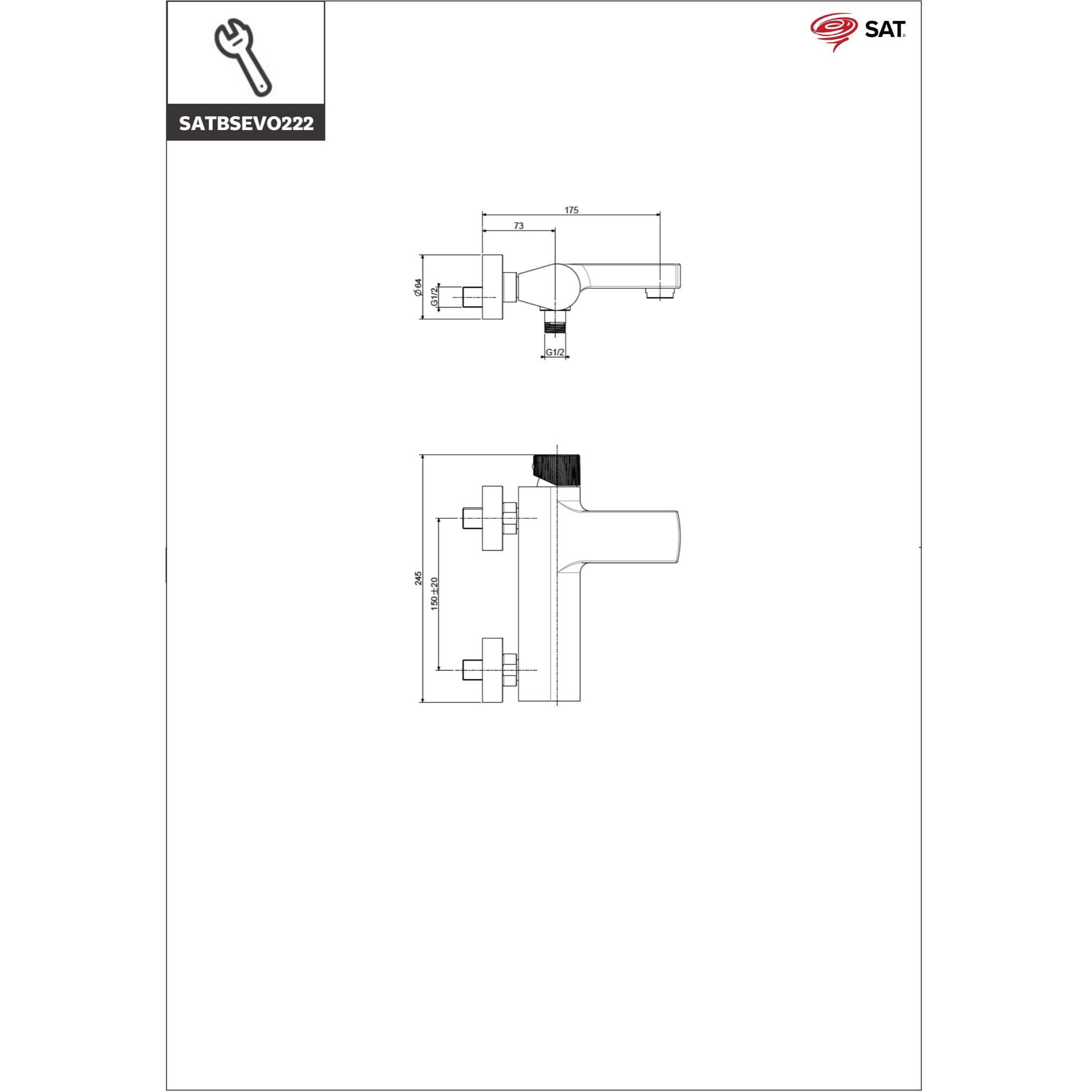 Mitigeur bain chromé SAT Evolution  (SATBSEVO222)