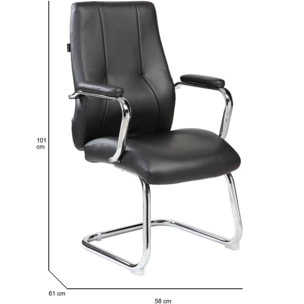 Sedia da ufficio Townsville, Seduta sala da attesa con braccioli per ufficio, Seduta ergonomica da attesa, 61x58h101 cm, Nero