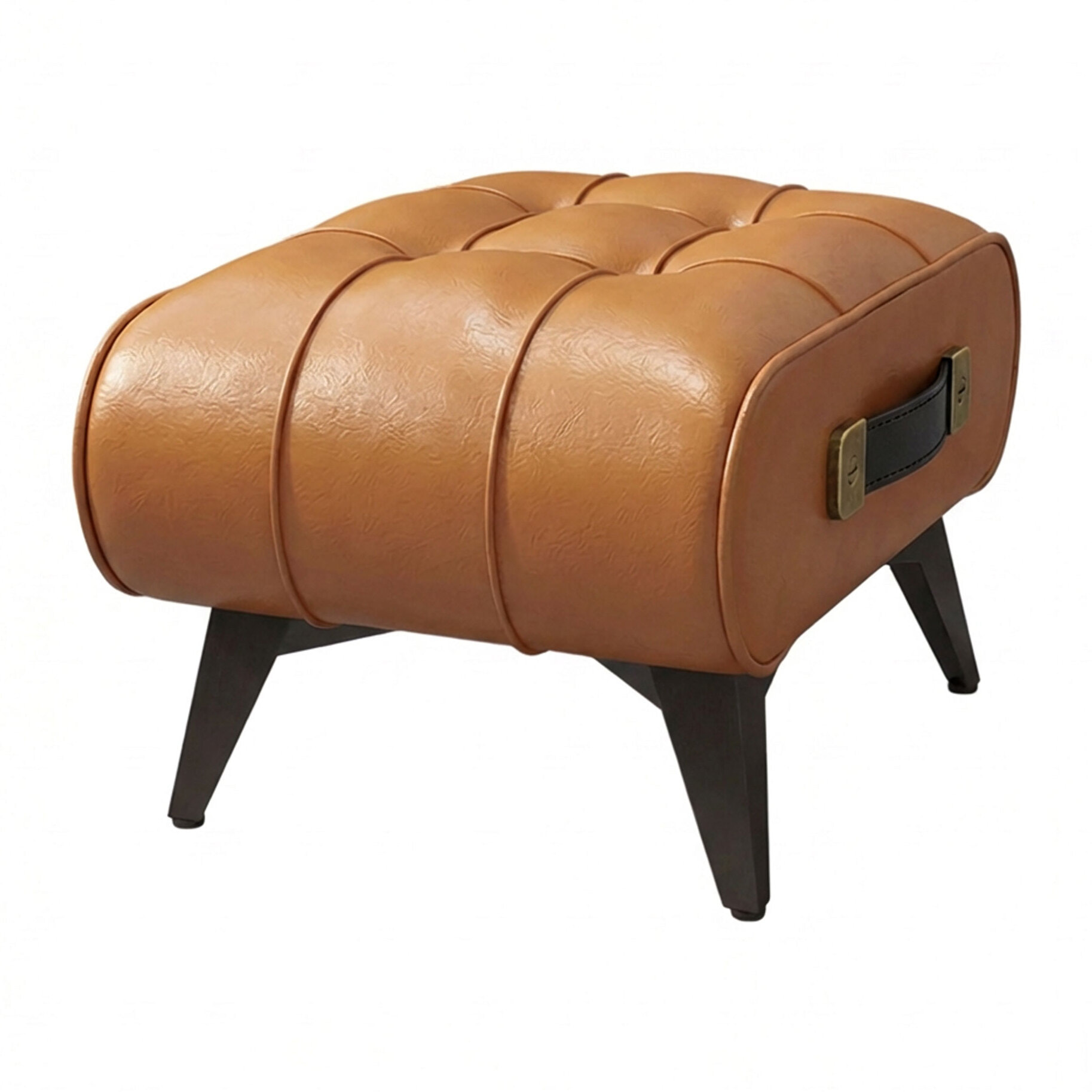 Kumo - Sgabello Pouf Ottomano Moderno 35,5x25x30 cm Poggiapiedi in Similpelle Cuoio