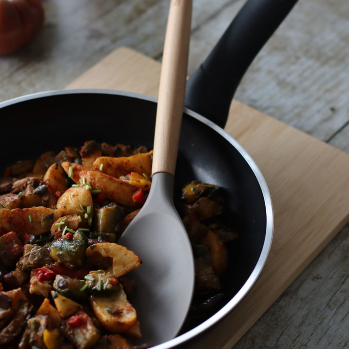 Spatule cuillère en silicone et manche en bois  ELIOTT