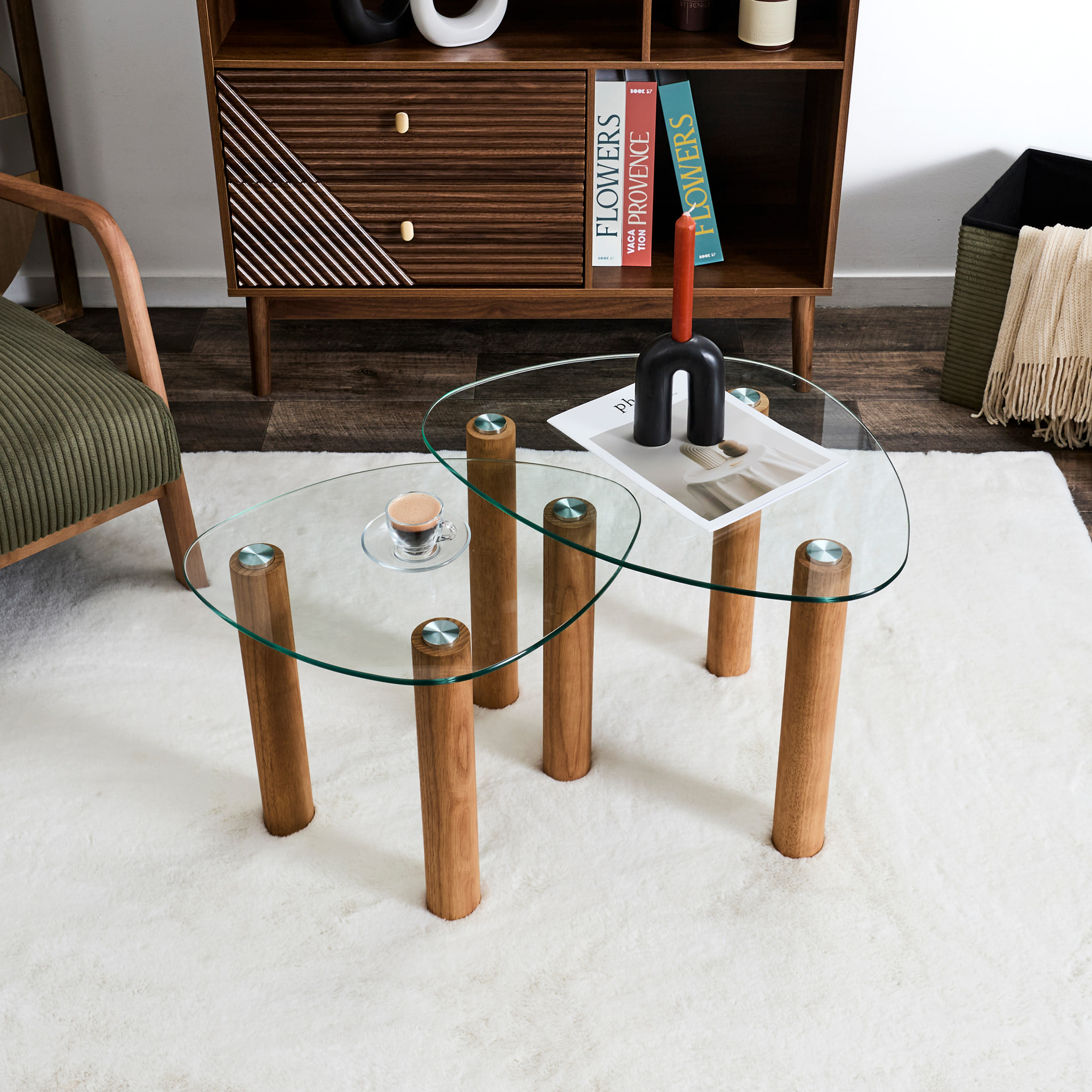 Table Gigogne  Verre Trempe Galet Clara X2