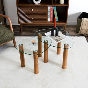 Table Gigogne  Verre Trempe Galet Clara X2