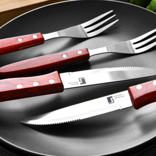 Juego de 4 tenedores bbq para carne en acero inoxidable bergner