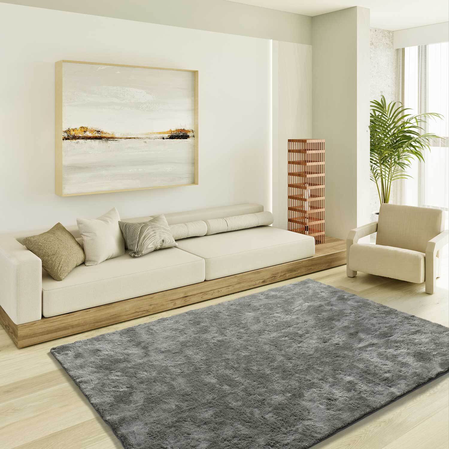 ROMA Alfombra lisa de pelo alto antracita, varias medidas disponibles