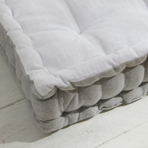 Coussin de sol avec broderies coton uni CHARME gris