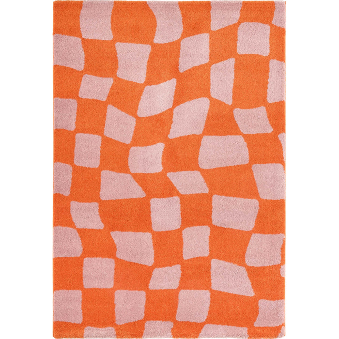 GROOVY - Tapis rétro coloré style seventies - Confortable et moelleux - Orange