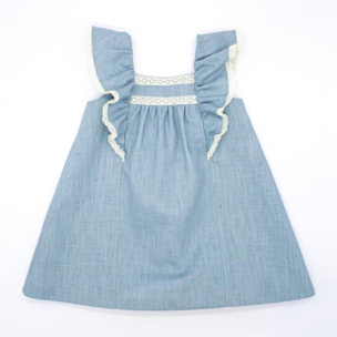 Vestido volantes lino verde