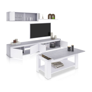 Pack salón con mesa de centro Arlet Plus Blanco Artik (Blanco Mate) - Gris Cemento