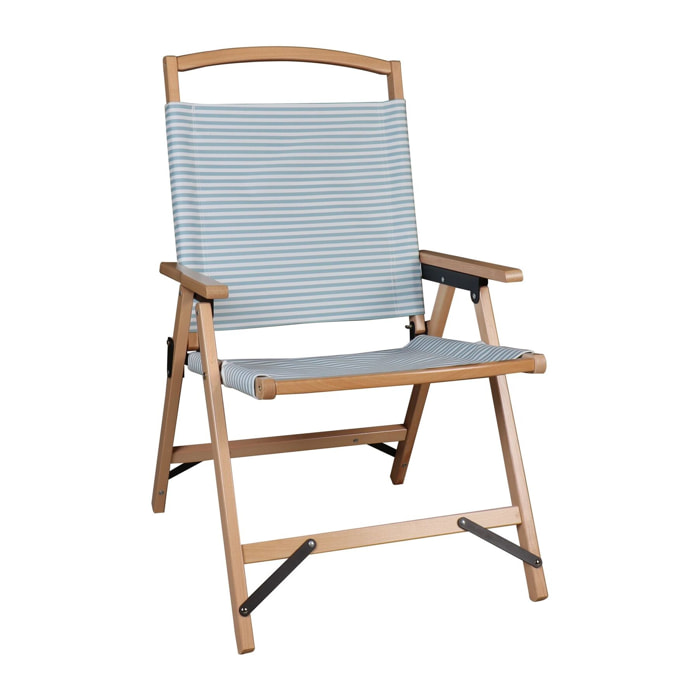 Chaise de plage en toile bleu à rayures PLAYA