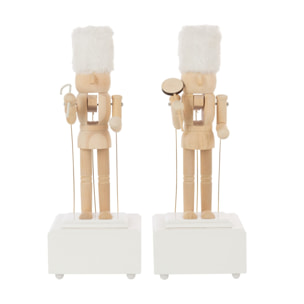 J-Line figurine Casse-Noisette Musique - bois - naturel/blanc - 2 pièces